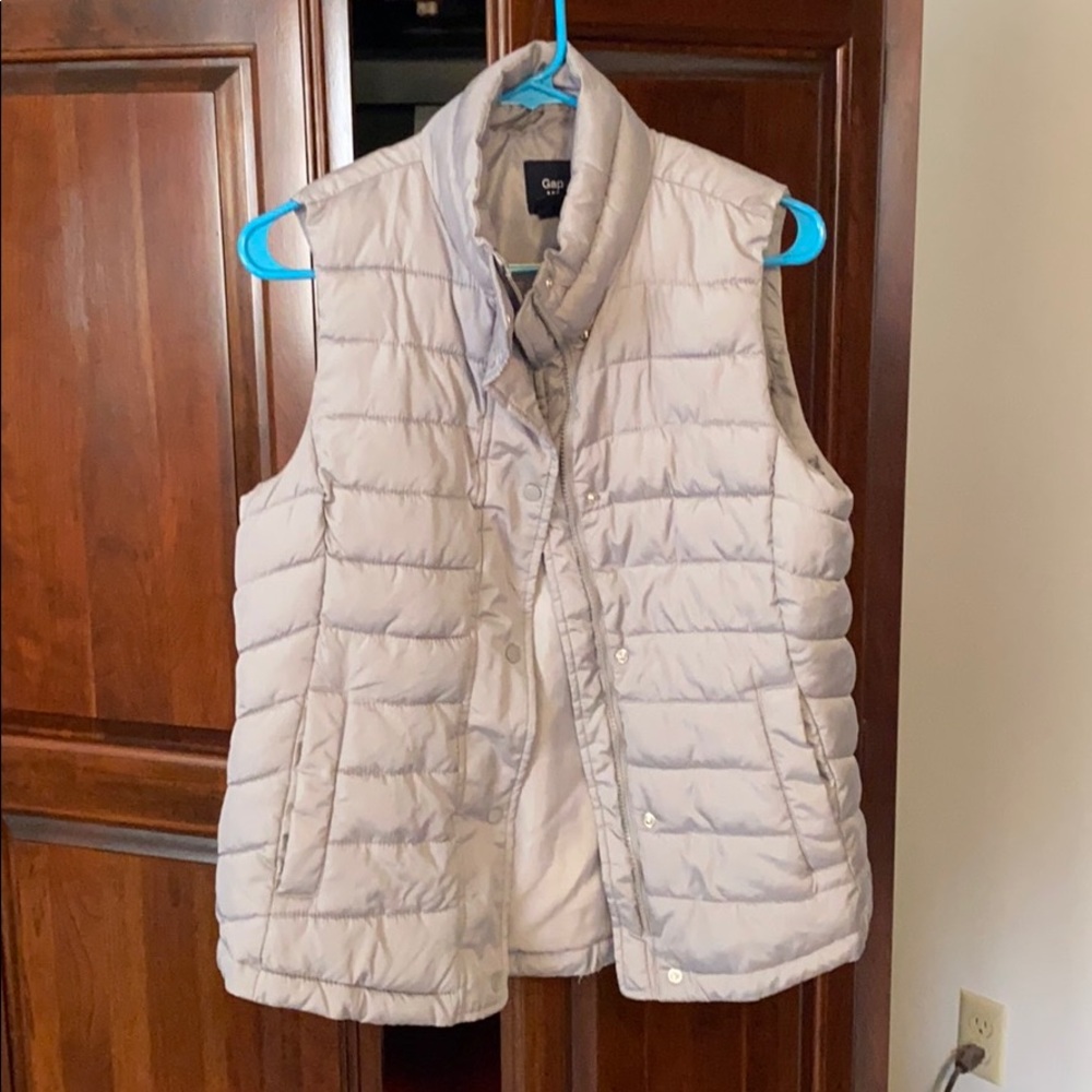 Gap Grey Zip up/Button Puffer Vest
